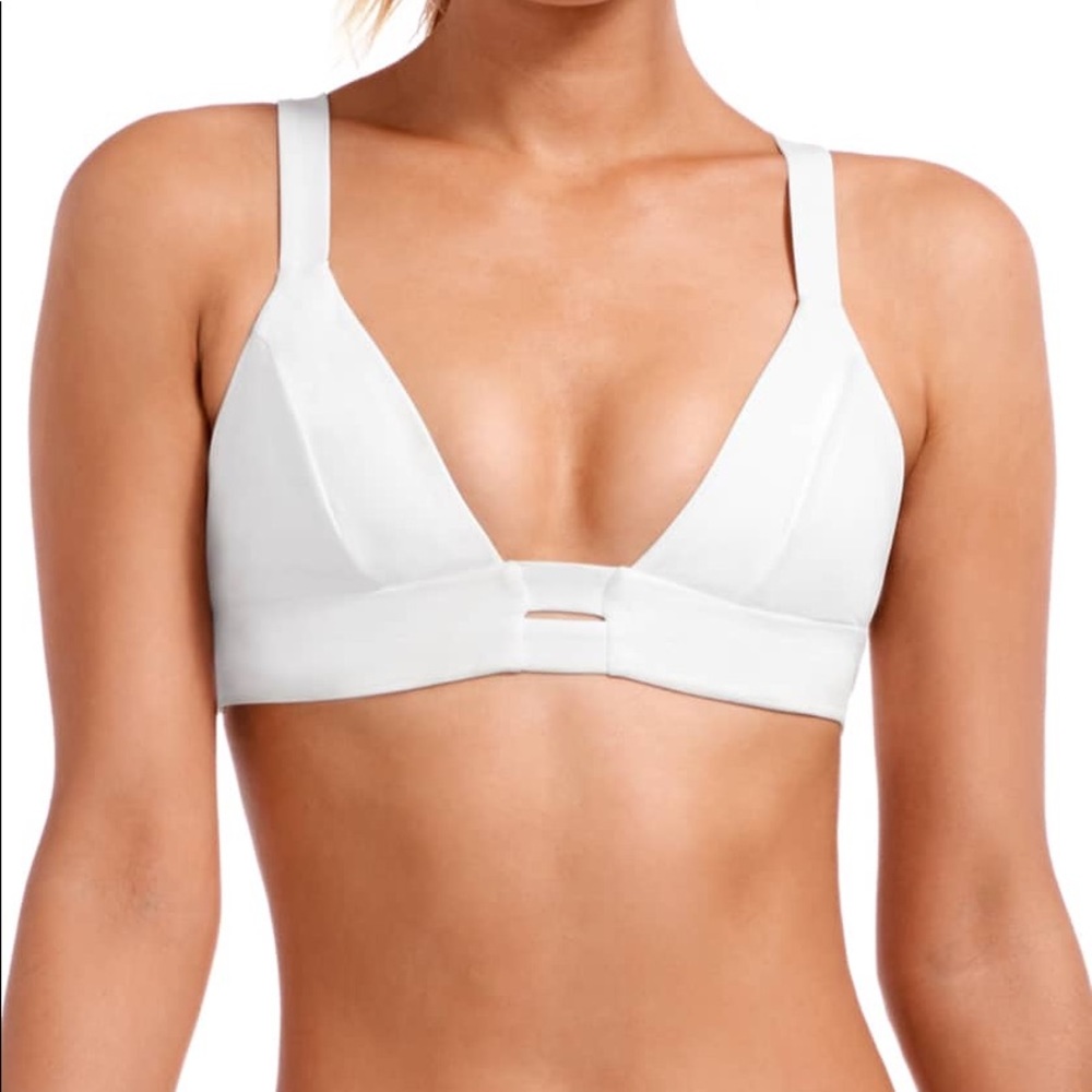 Vitamin A Neutra Bralette Bikini Top in White Ecolux Size Small/6